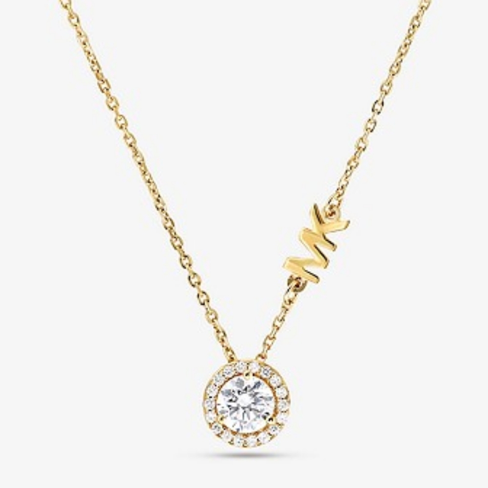 Michael Kors Precious Metal-Plated Sterling Silver Pavé Halo Necklace